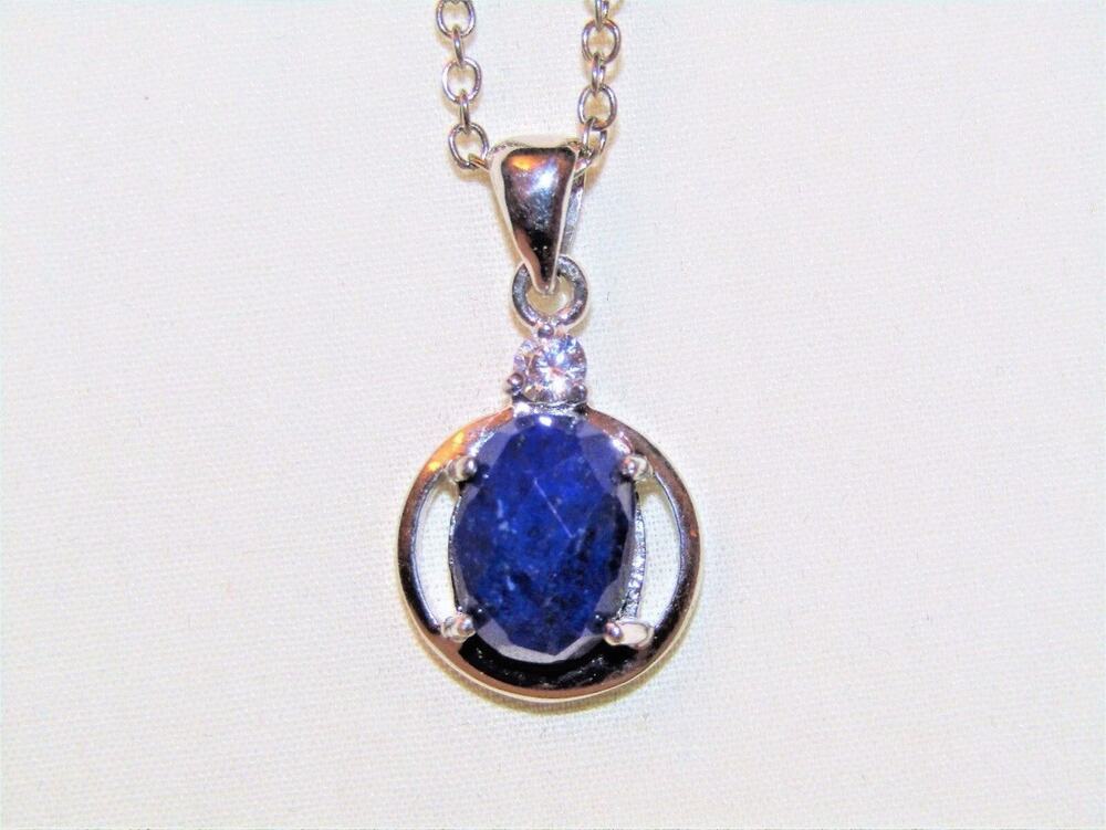 Estate ~2.6 TCW Faceted Natural Lapis Topaz 925 Sterling Silver Dangle Pendant